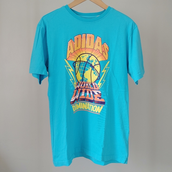 Adidas Graphic T-Shirt Basketball Size Small Blue - Picture 4 of 12